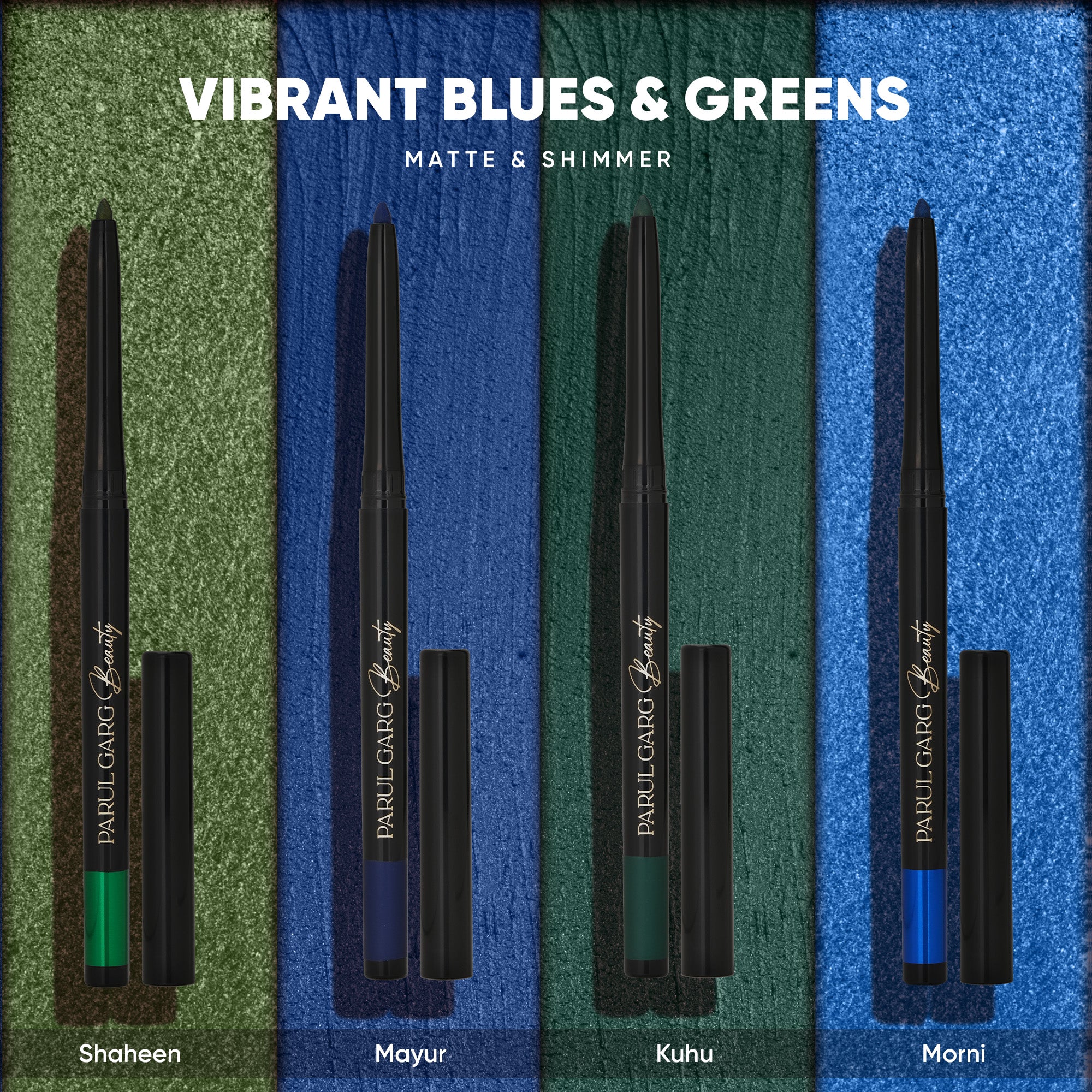 Vibrant Blues & Greens Kajal Pack-of-Four