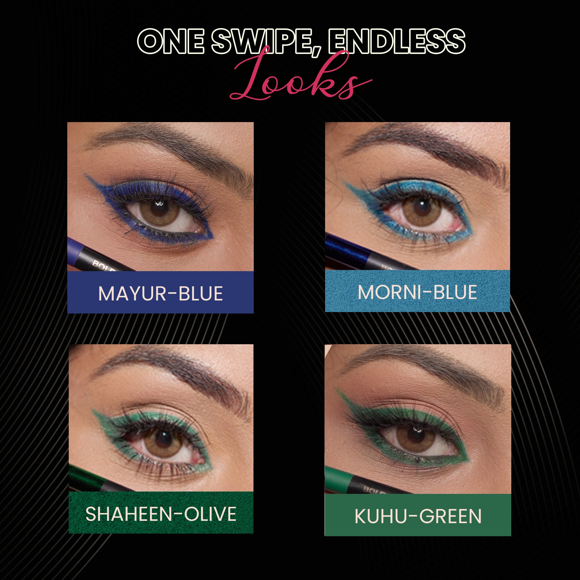 Vibrant Blues & Greens Kajal Pack-of-Four