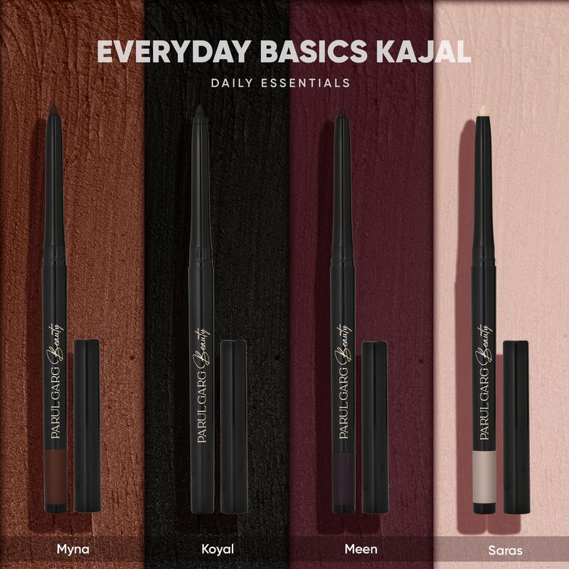 Everyday Basics Kajal 4-Pack - Shade Display | Smudge-Proof Kajal | Parul Garg Beauty