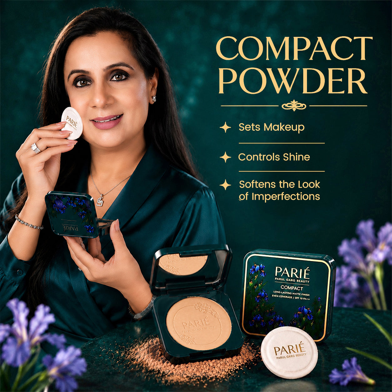 Compact Powder Medium Deep 04 with Puff | Matte Finish | Parul Garg Beauty