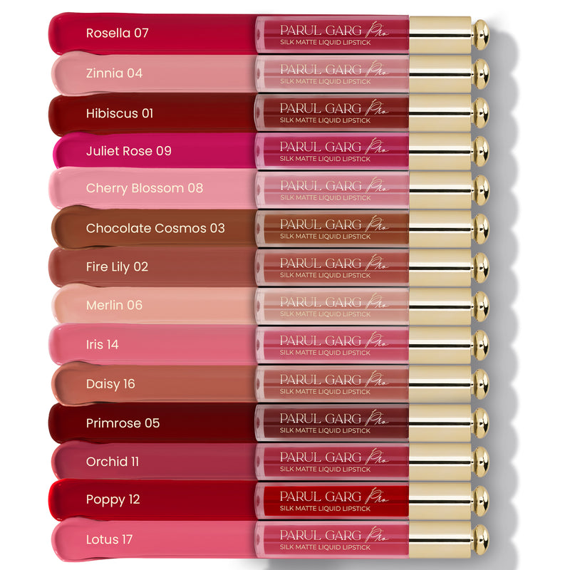 Parul Garg Beauty Silk Matte Lipstick - Full Shade Range | 14 Shades for Indian Skin