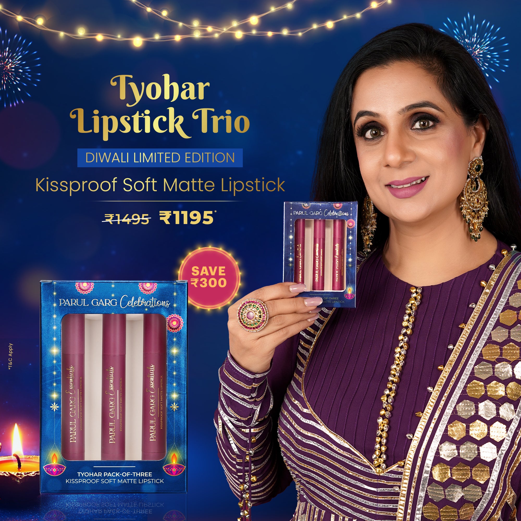 Tyohaar Lipstick Trio - Diwali Edition