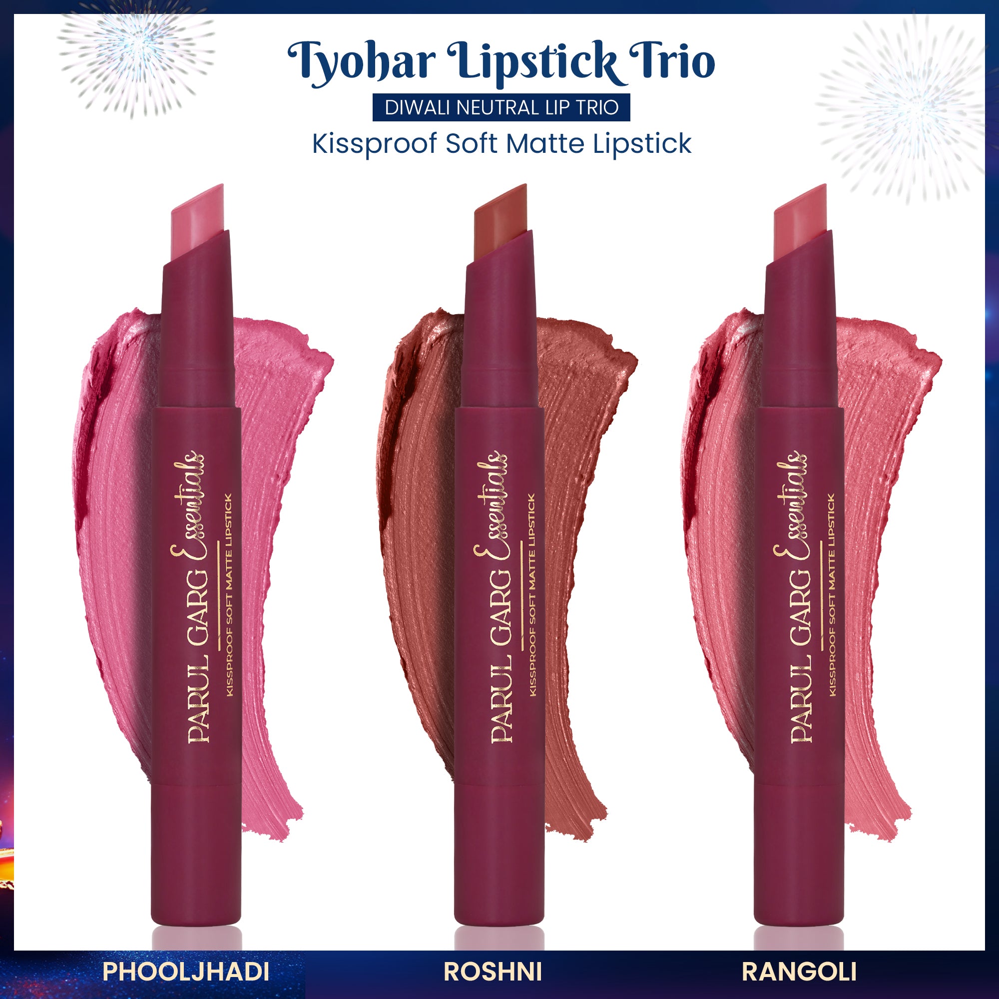 Tyohaar Lipstick Trio - Diwali Edition