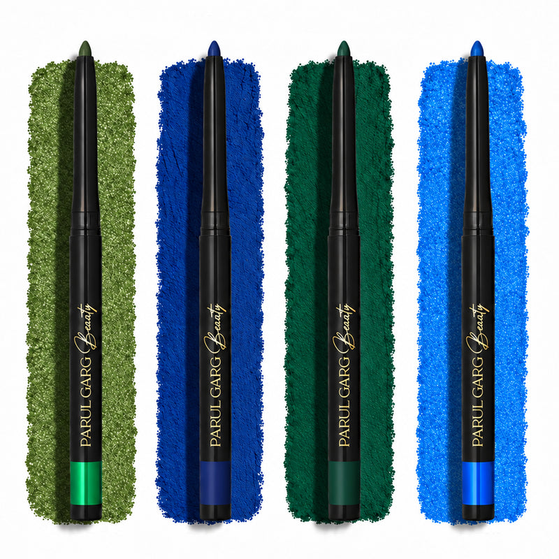 Bold Define Blues & Greens Kajal Set | Matte & Shimmer Shades | Pack of 4