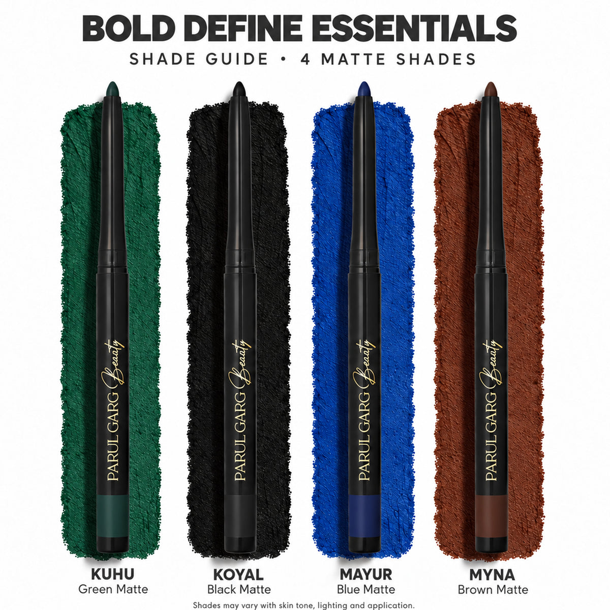 Bold Define Matte Kajal Essentials | Black, Brown, Blue & Green | Pack of 4