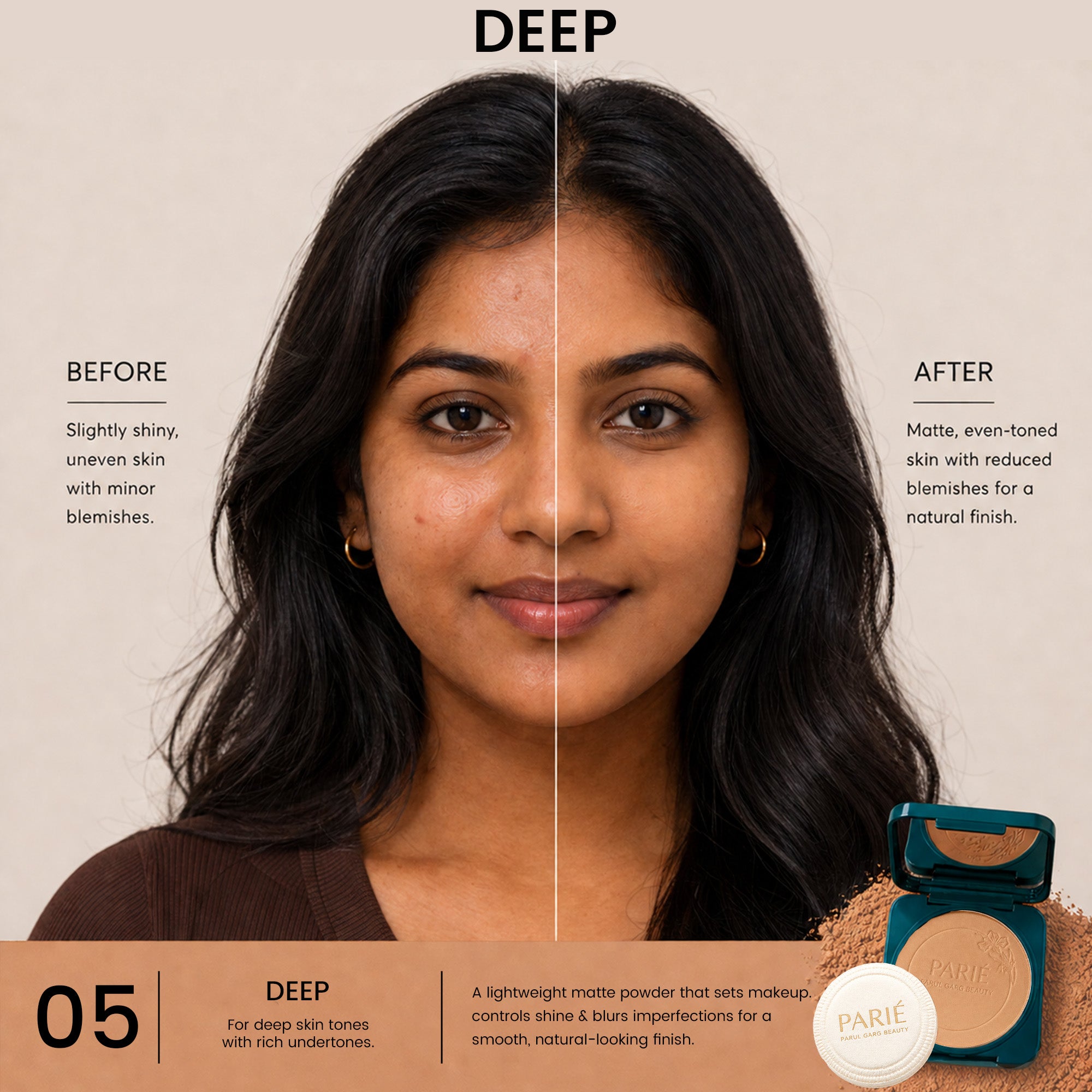 Deep - Oil Control Face Compact Powder With SPF 10 PA++