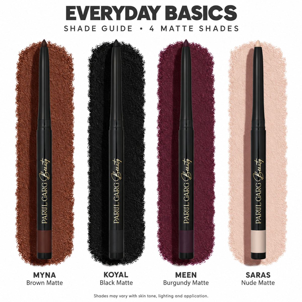 Bold Define Everyday Basics Matte Kajal Set | 4 Smudge-Proof Shades | Pack of 4