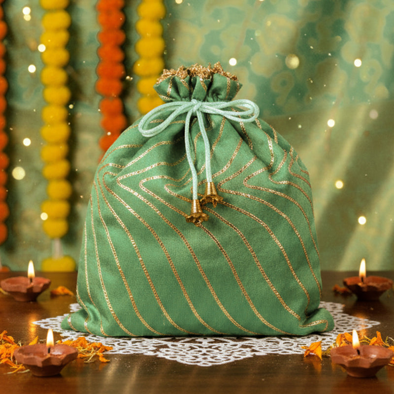Festive Gifting Potli Panna | Green Traditional Gift Bag | Parul Garg Beauty