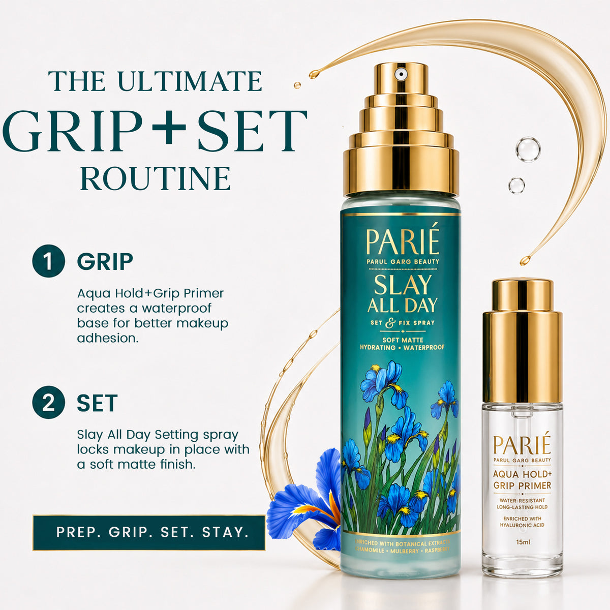 Drag-Proof Aqua Lock Duo | Grip Primer & Setting Spray | Waterproof & Transfer-Proof Makeup | Pack of 2
