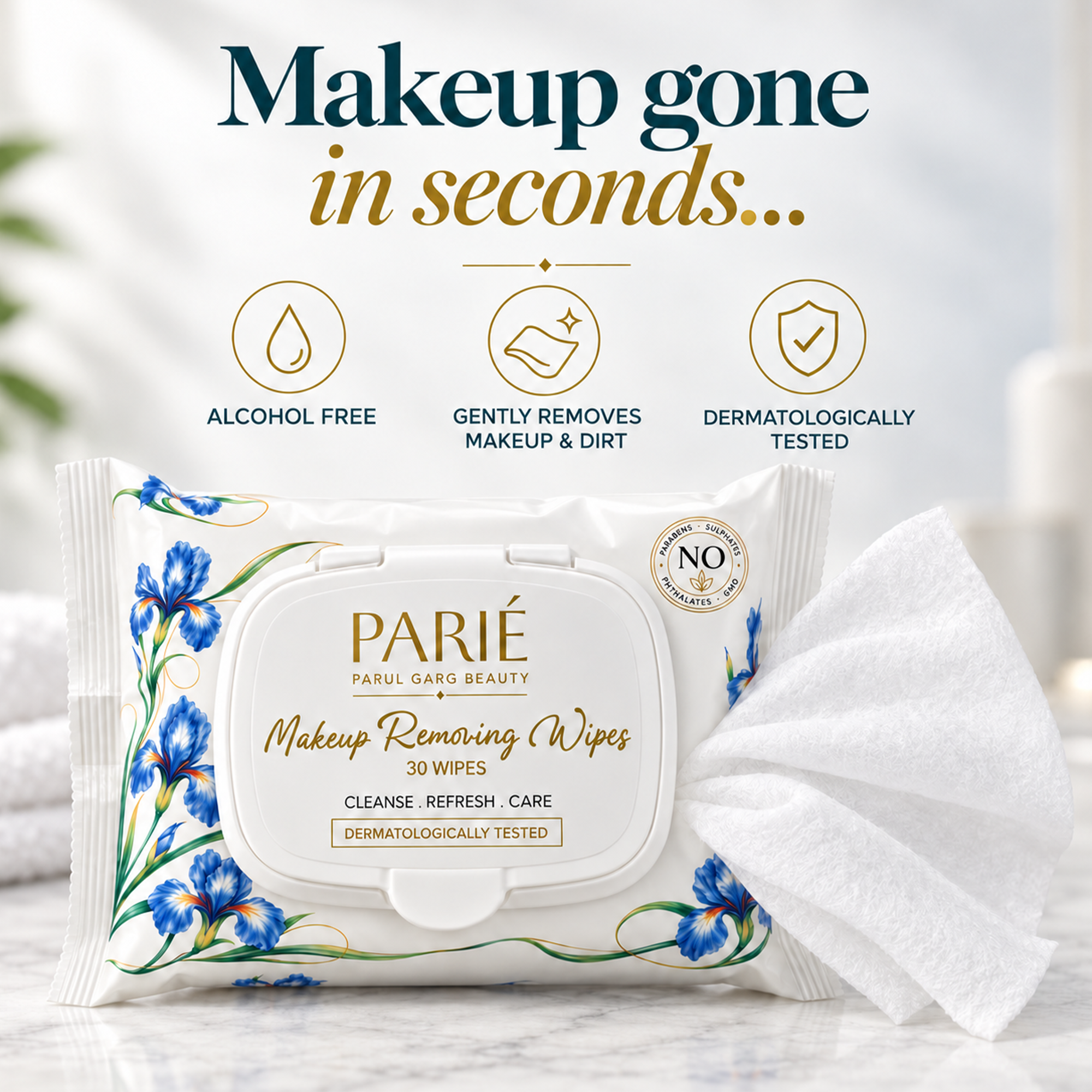 Makeup Removing Wipes | Removes Makeup & Dirt | Pack of 30