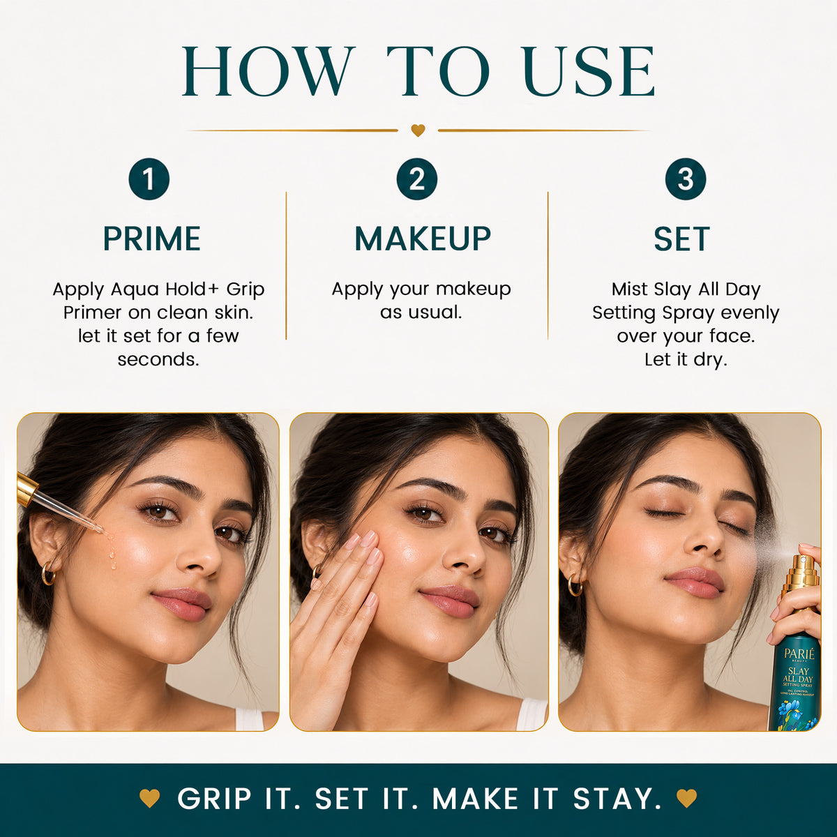 Drag-Proof Aqua Lock Duo | Grip Primer & Setting Spray | Waterproof & Transfer-Proof Makeup | Pack of 2