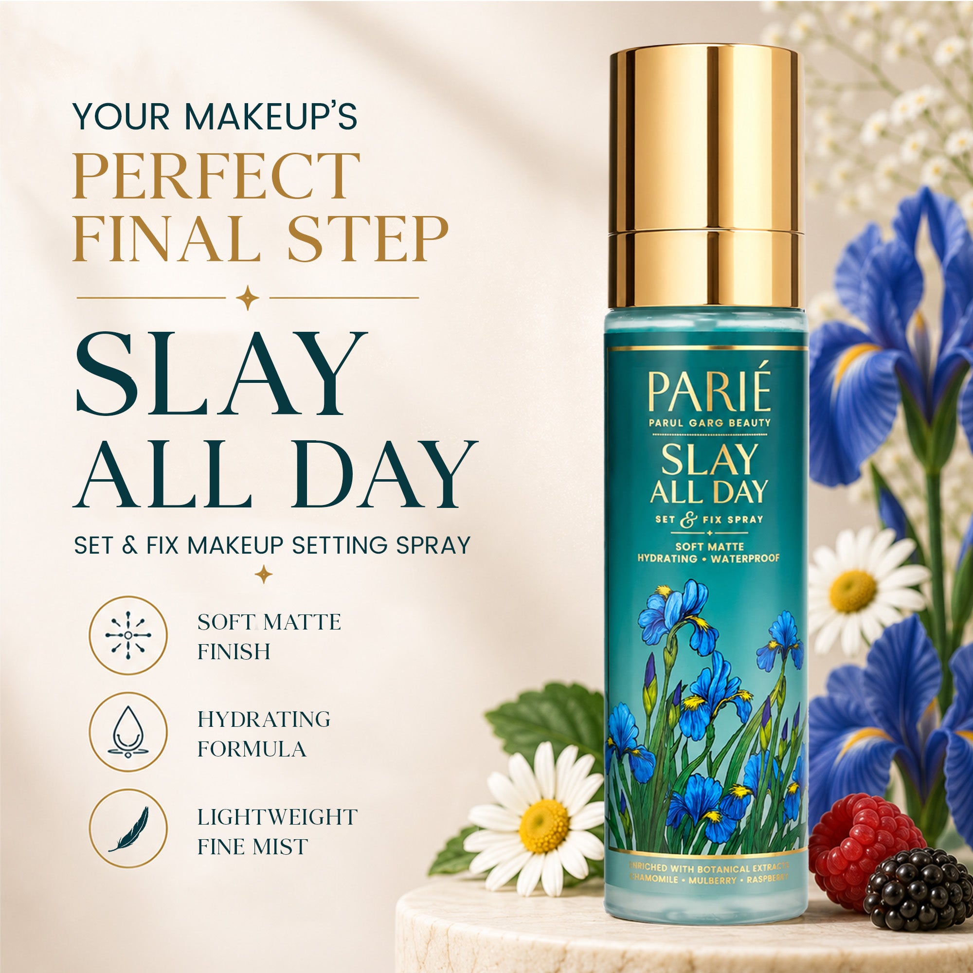 Slay All Day Set & Fix Makeup Setting Spray | Soft Matte Finish | Hydrating Fine Mist