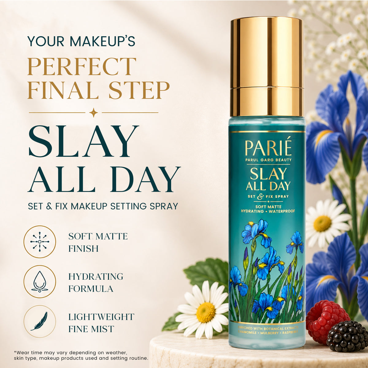 Makeup Setting Spray | Slay All Day Set & Fix | Long-Lasting, Waterproof & Drag-Proof Makeup Hold