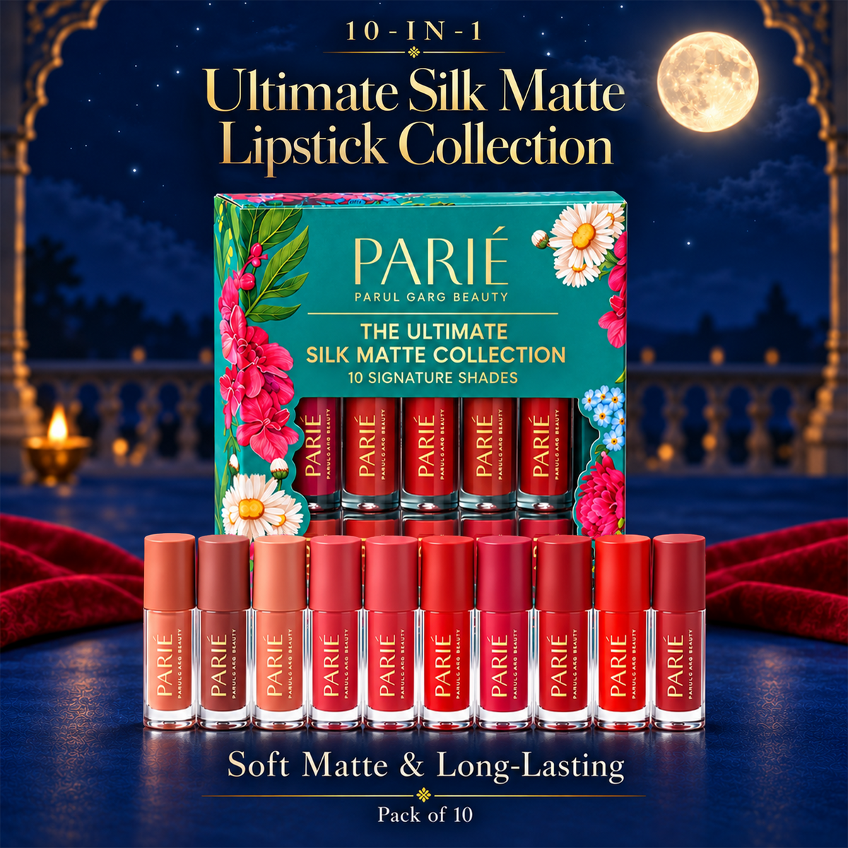 The Ultimate Karva Chauth Shringar & Pooja Gift Set | Beauty Bestsellers with Thali, Lota & Channi | 7-Piece Festive Gift