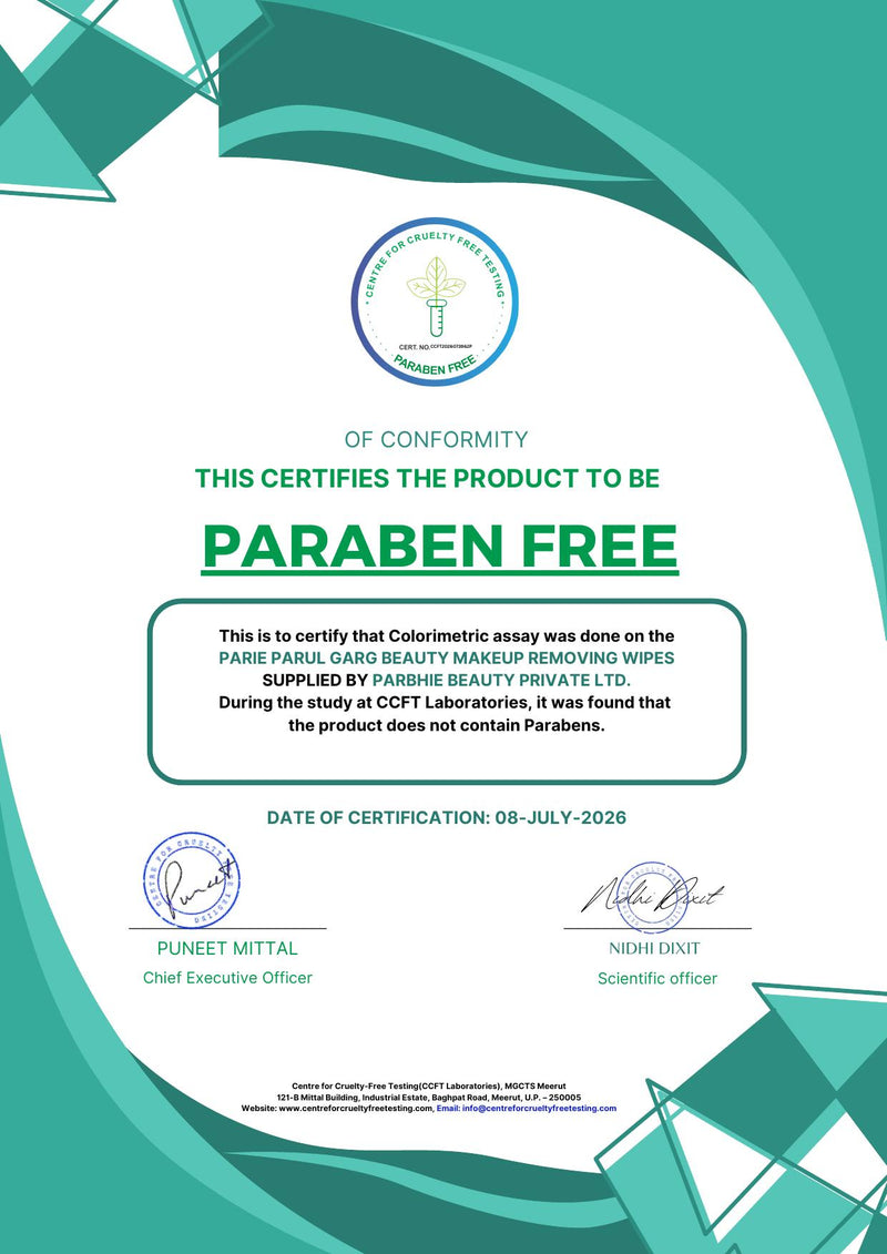 Paraben Free certificate
