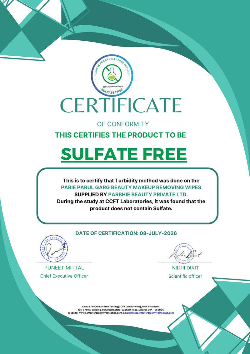 Sulfate Free certificate