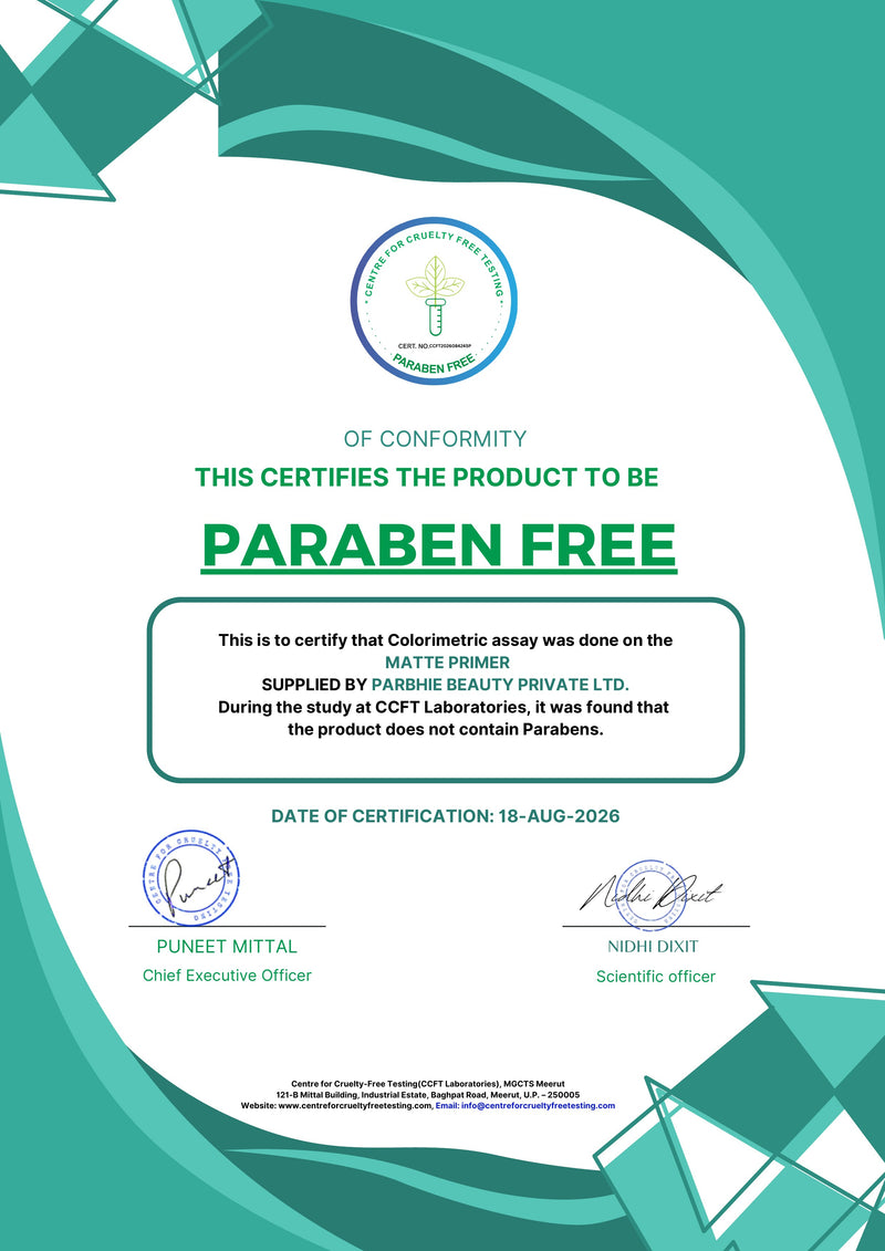 Paraben Free certificate