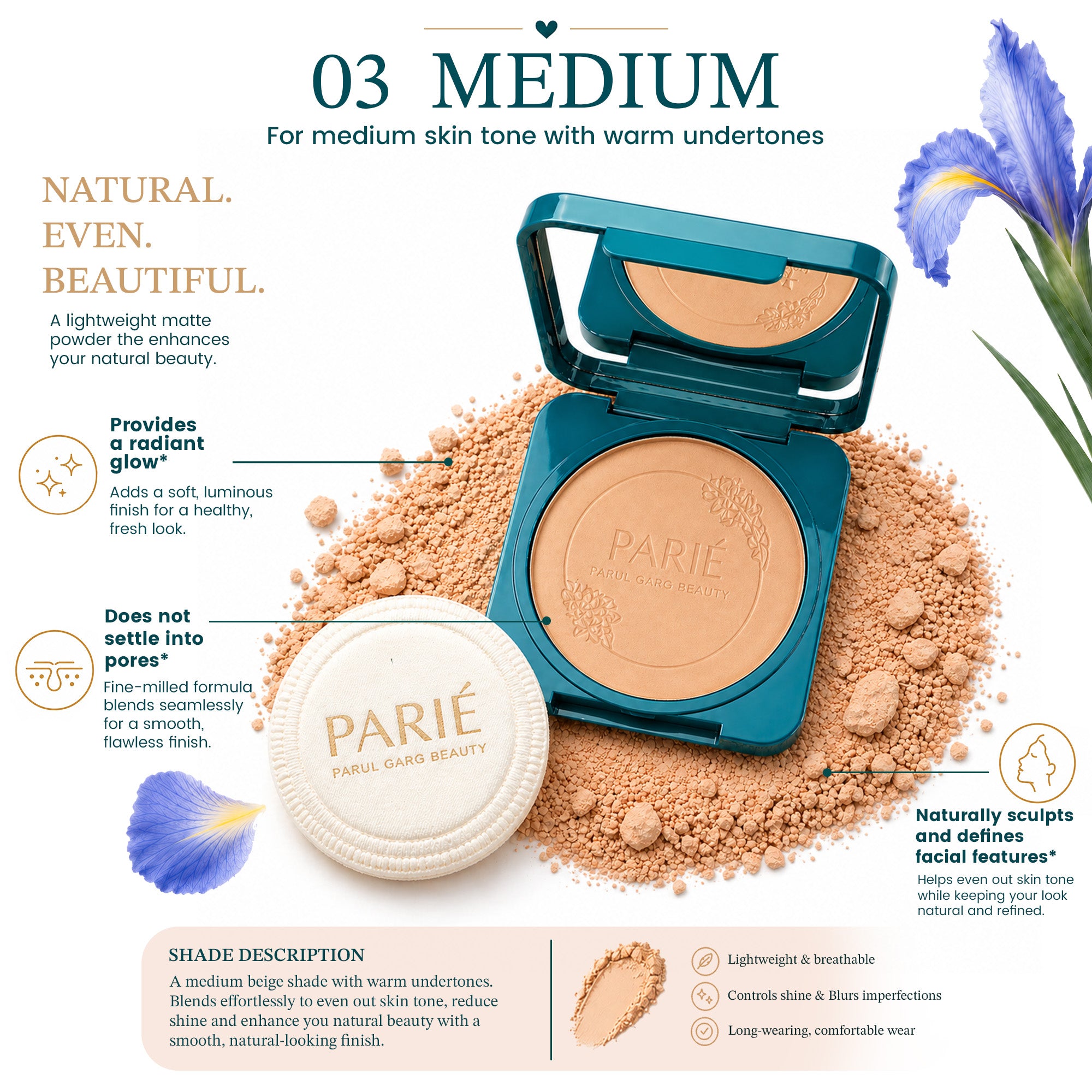 Medium - Oil Control Face Compact Powder With SPF 10 PA++
