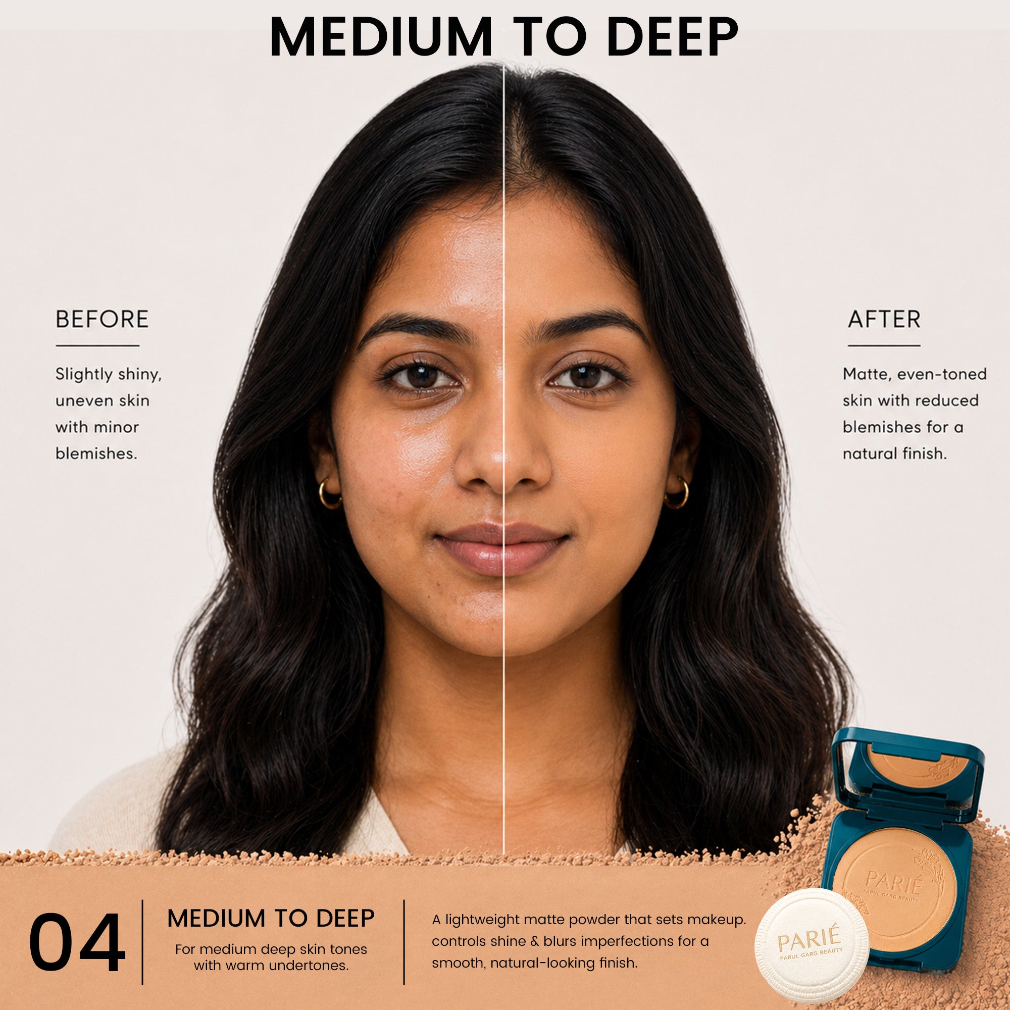 Medium Deep - Oil Control Face Compact Powder With SPF 10 PA++