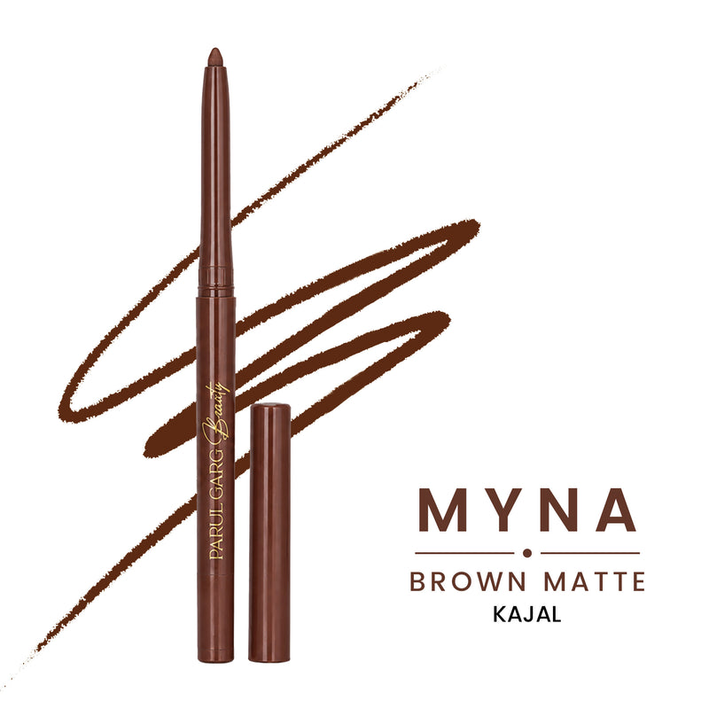 Myna Rich Brown Matte Kajal | Bold Define | Long-Lasting & Smudge-Proof