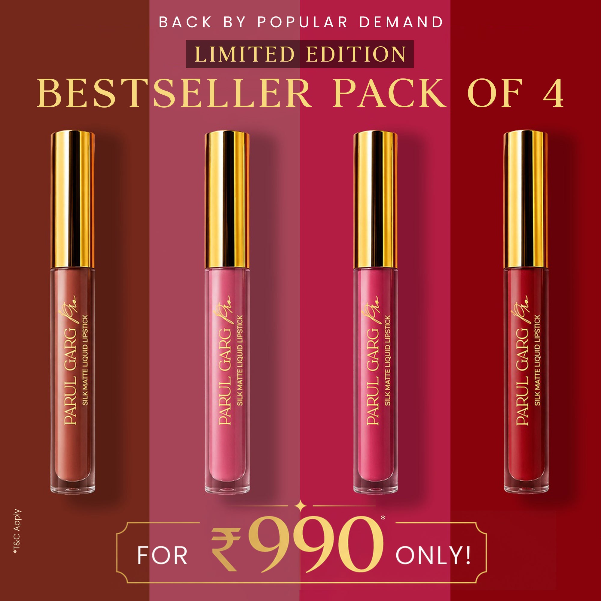 Limited Edition Bestseller Silk Matte Liquid Lipstick | Pack of 4