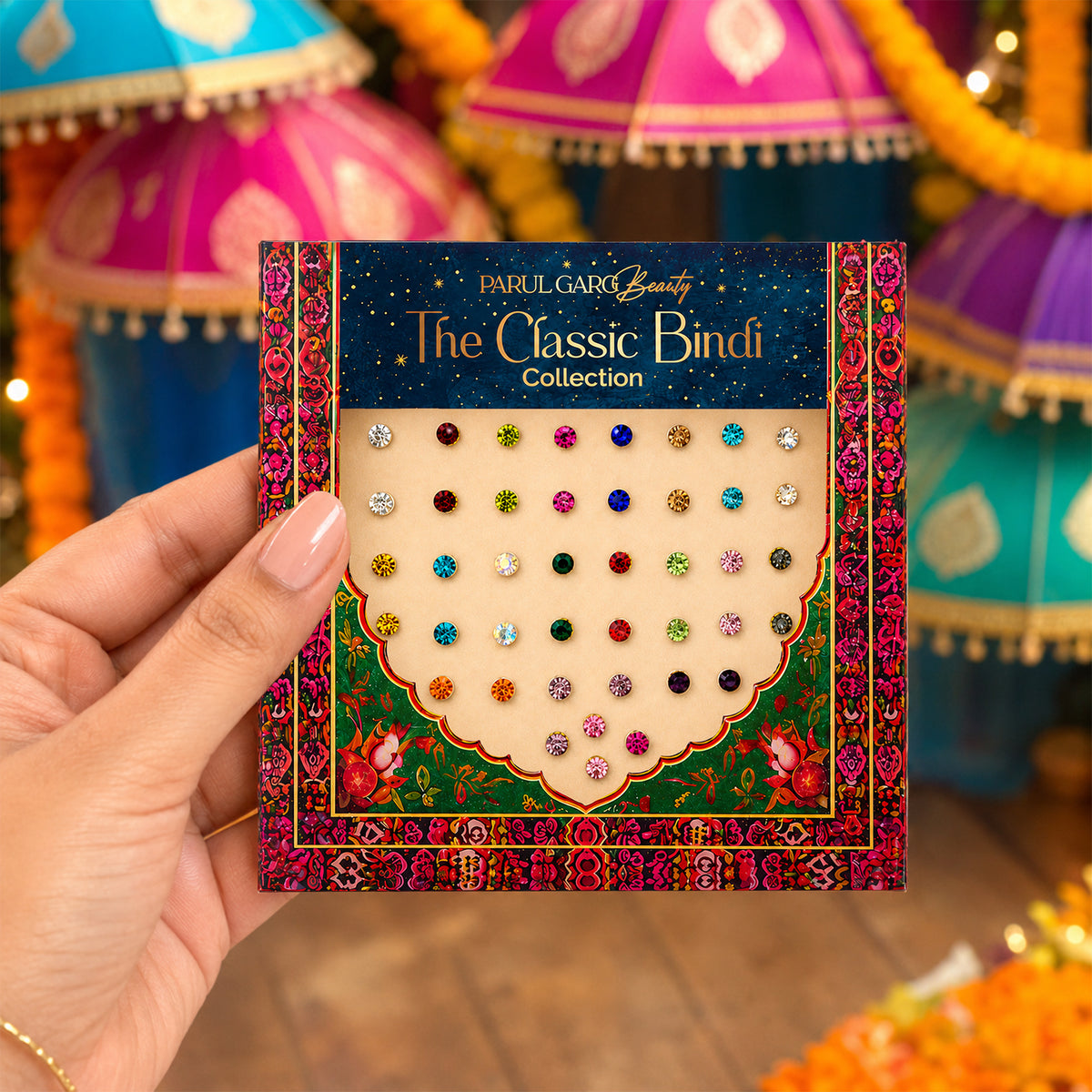 Rangoli Multicolour Bindi Card | Self-Adhesive Single Rhinestone Bindis for Women