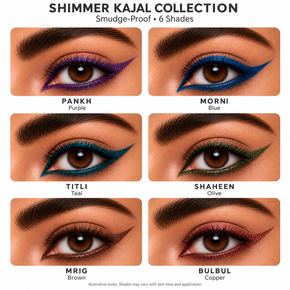 Shaheen Green Shimmer Kajal | Bold Define | Rich Colour & Dazzling Shine | Long-Lasting & Smudge-Proof