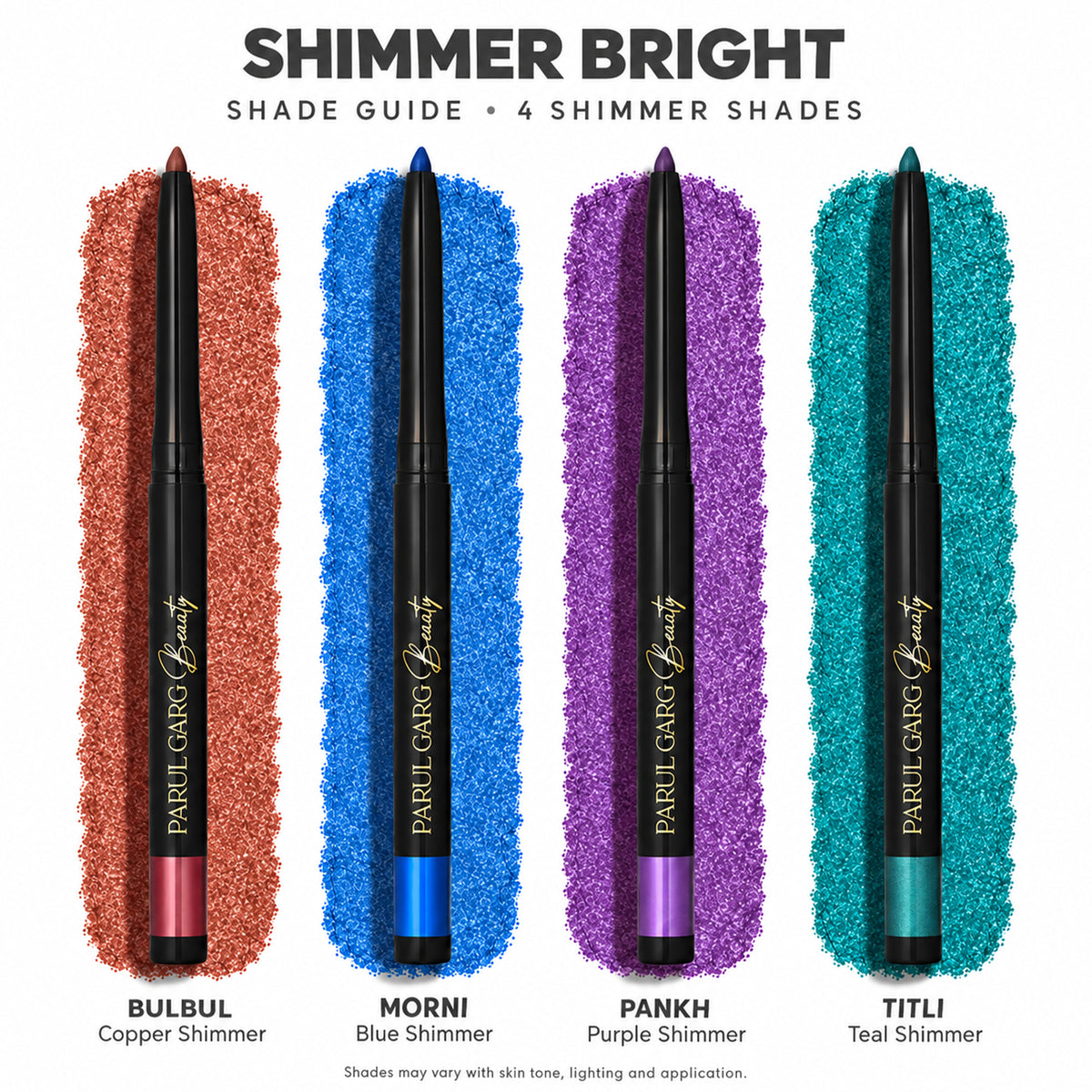 Bold Define Shimmer Bright Kajal Set | 4 Jewel-Toned Shades | Pack of 4